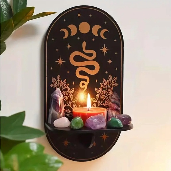 SALE 🔥 Moon Phase ~ Snake 🐍 Pendulum ~ Crystal Wall Shelf - Picture 1 of 3